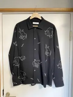 INHERIT 動物柄 長袖シャツ 黒