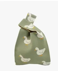 Stream アヒル柄 ニットトートバッグ