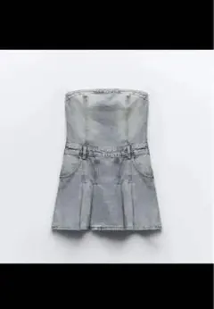 ZARA ザラ　TRFデニムボックス　プリーツ　ワンピース　ミニスカート　xs