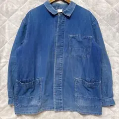 ユーロVINTAGE ヘリンボーン カバーオール ワークジャケット インディゴ