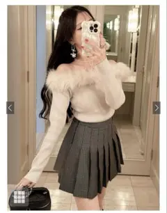 ファーオフショルダーニットトップス[an1271]