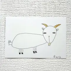 【子供の絵】No.54　ヤギ　直野まゆみ様 専用　手描き ポストカード　原画