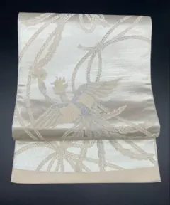 高級　洒落帯　袋帯　♢ 正絹　銀糸　組紐　鳳凰　フォーマル　R381