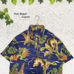 ポロラルフローレン　アロハシャツ　和柄　半袖　お洒落　古着　虎　ドラゴン