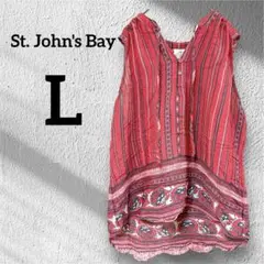 St. John's Bay【L】Vネック トップス 赤 レディース 古着
