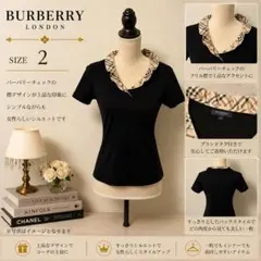 【高級】BURBERRY フリル ノバチェック ワンポイント 半袖 ロゴ刺繍のサムネイル