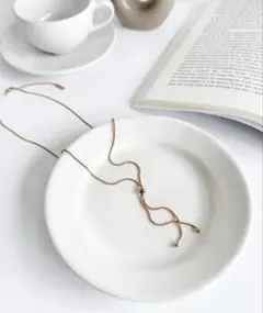 【ステンレス】スライダーボウタイロングネックレス　ゴールド　sowang