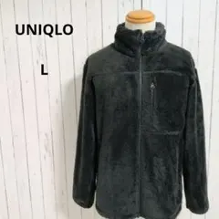 ユニクロ☆フリースジャケット　フルジップ　アウター　L　緑系　メンズ