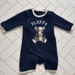 ネイビー クマ刺繍ロンパース 95cm未満