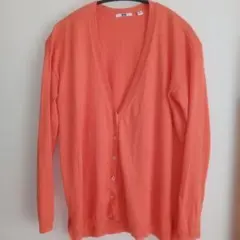 春夏♪オレンジ　薄手ニット　カーディガン デニムとの相性抜群♪日焼けエアコン対策