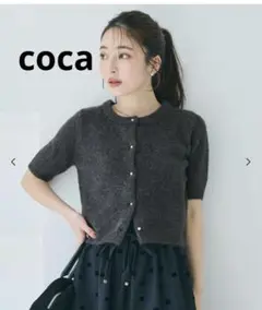 coca ゴールドボタン半袖ニットカーディガン コカ