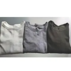 [USED]110 ユニクロ キッズ ヒートテック シャツ3枚セット リブ 下着