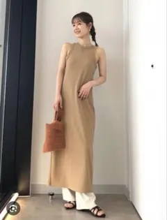 GU リブナローワンピース(ノースリーブ)売り切れグリーン