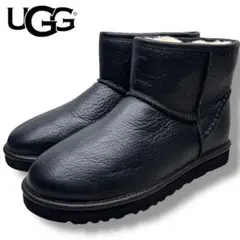 未使用■UGG【28.0】クラシックミニ 本革 レザー ムートンブーツ 黒