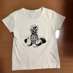 フルーツプリント ビジュー付き Tシャツ
