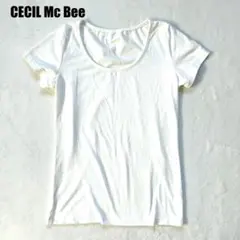 セシルマクビー Tシャツ カットソー 無地 Uネック 白 Mのサムネイル