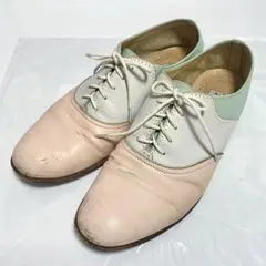 【値下げ】レザーシューズ　パステルカラー　ヴィンテージ　70年代　80年代