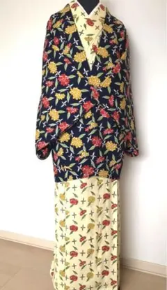 着物　小紋　レトロ　アンティーク　羽織付