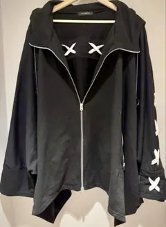 CIVARIZE クロスデザイン ジップパーカー 黒 ドルマン