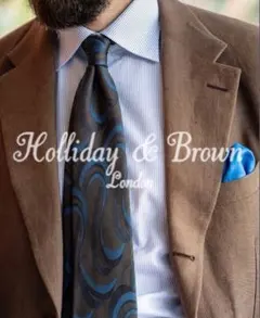 新品】Holliday & Brown／ウェーブ柄／幾何学／カーキ／ネイビー