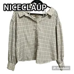 NICECLAUP シャツ チェック ブラウス レースアップ オフショル 長袖