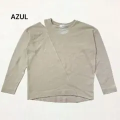 【デザインカット】アズール/アシンメトリーレイヤードトップス（M）ベージュ系
