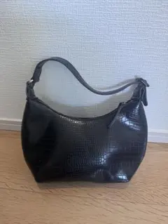 クロコダイル風型押し 黒 バッグ