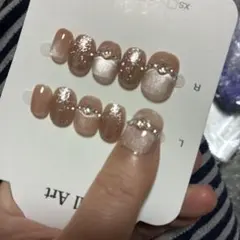 グリッター付きピンクネイルチップセット