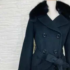 M.deux ファー付きトレンチコート　M ブラックのサムネイル