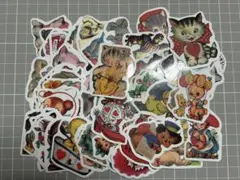 【A】コラージュ素材　紙ステッカー　カートゥーン　アニマル　おすそ分け　66枚