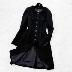 BURBERRY LONDON モヘヤロングコート ノバチェック Aライン 38