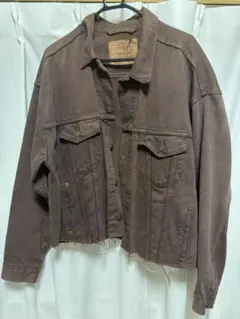 【希少】リーバイス 70507 カットオフ デニムジャケット L ブラウン 茶