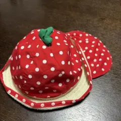 苺　麦わら帽子　日よけ付