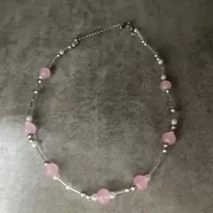 ピンクビーズとパールのネックレス