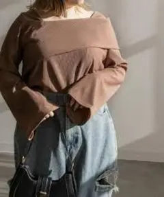 大きいサイズ CLETTEオリジナル アシメデザインプルオーバー ブラウン 3L