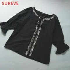 SUREVE 　コットンリネン エスニックブラウス　5分袖のサムネイル