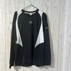 【MIZUNO】ミズノ スポーツウェア ロンT 長袖 ブラック×ホワイト XL