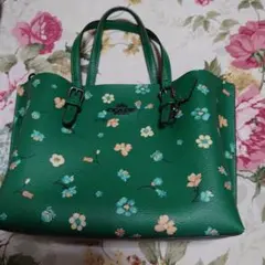 【美品】COACH コーチ モリートート 花柄 ショルダーバッグ 緑 2way
