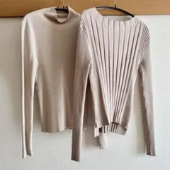 リブニットトップス ベージュ系 2点まとめ売り