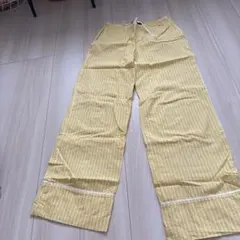 ZARA ストライプ ワイドパンツ イエロー XS