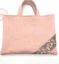 応援値下げ❣️ヌビ＆インド刺繍リボンのトートバッグ♡レッスンバッグサブバッグ