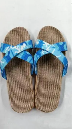 青と白の迷彩柄 草履　24CM