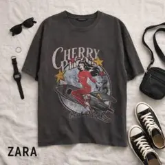 ZARA グラフィックTシャツ ダメージ加工 ヴィンテージ風 S