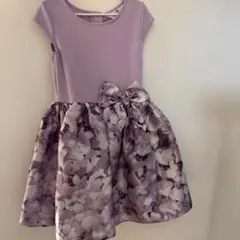 紫色 花柄ドレス 半袖【120cm】