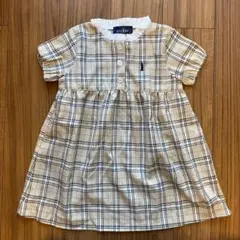 EAST BOY ベージュ系チェック 半袖ワンピース 110センチ