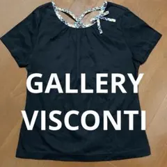 美品 GALLERY VISCONTI 半袖Tシャツ 黒 チェックリボンのサムネイル