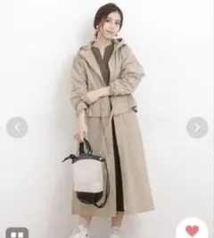 ナノユニバース　ベージュ フード付き ロングコート