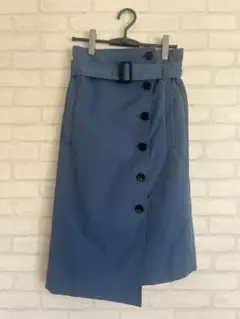 【 BARNEYS NEW YORK】 ラップスカート 40 ベルト付 ブルーのサムネイル