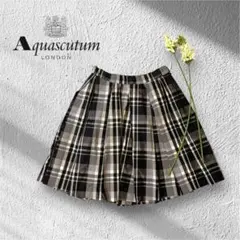 AQUASCUTUM アクアスキュータム　プリーツスカート　チェック　M 日本製