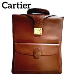 カルティエ　マストライン　ビジネスバッグ　手提げ　ボルドー